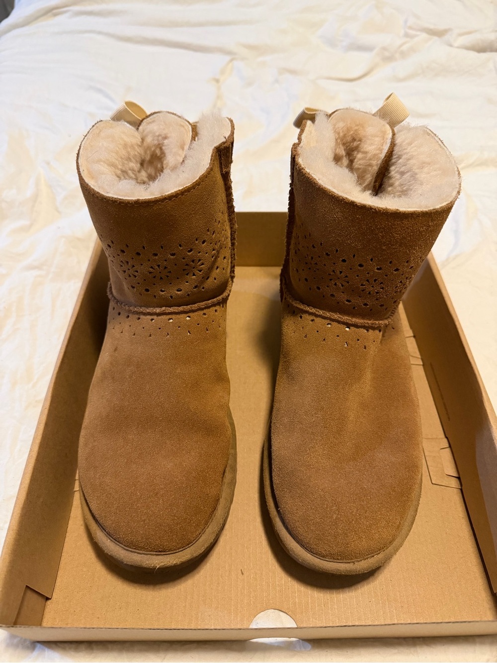 Womens UGG Tan Suede Shearling-Lined Winter Boots